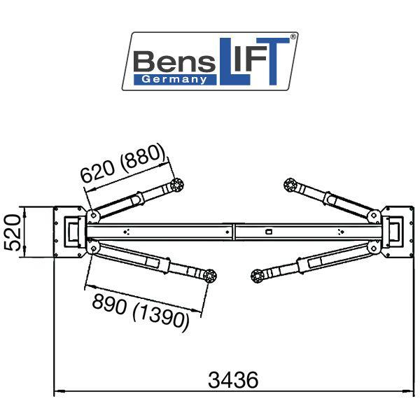 Benslift 2-Säulen Hebebühne 3,6t BL 2.36-C39